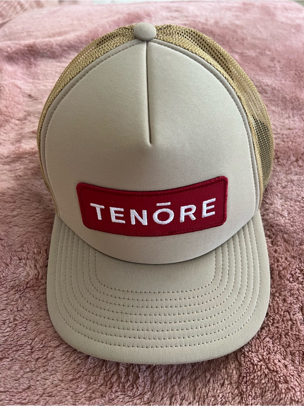 TENÖRE Beige Trucker Cap with Red Patch
